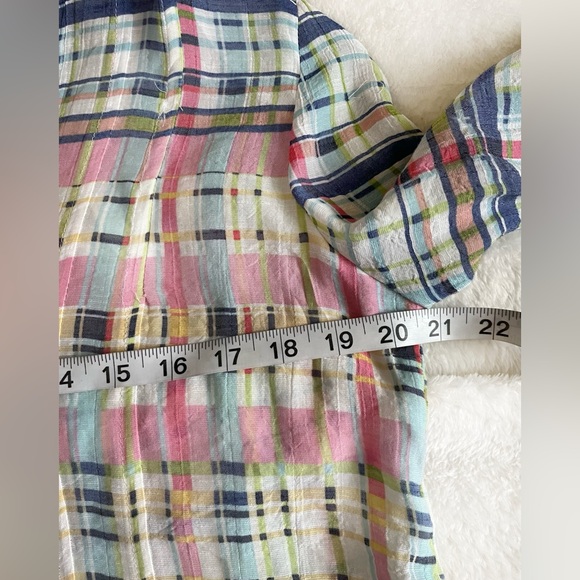 Zac & Rachel Multicolor Plaid ,Women Tunic Roll Tab Sleeve 1/2 Button Front Sz M - Picture 9 of 11